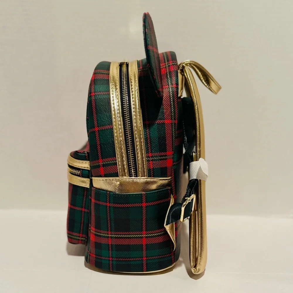 Loungefly Disney NWT Mickey Holiday Plaid Mini Backpack - Picture 2 of 8